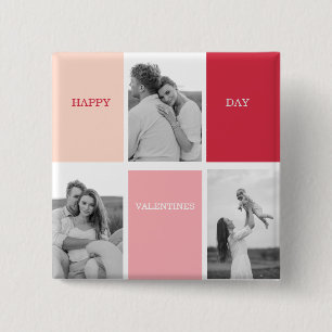 Badge Carré 5 Cm Trois photos   Bonne Saint Valentin
