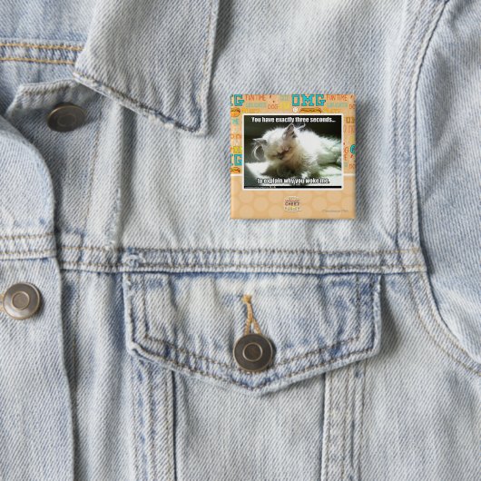 Badge Carré 5 Cm Trois secondes (En situation)