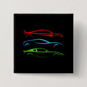 Badge Carré 5 Cm Trois voitures de sport (Devant)