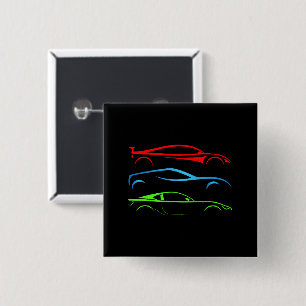 Badge Carré 5 Cm Trois voitures de sport