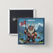 Badge Carré 5 Cm Troll norvégien (Devant & derrière)