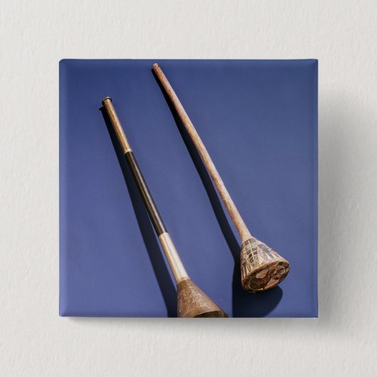 Badge Carré 5 Cm Trompette et bouchon en bois (Devant)