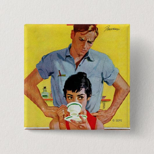 Badge Carré 5 Cm Trop Tard Pour Se Composer (Devant)