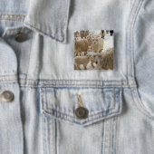 Badge Carré 5 Cm Troupeau des chèvres (En situation)