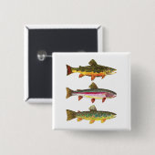 Badge Carré 5 Cm Trout fishing (Devant & derrière)
