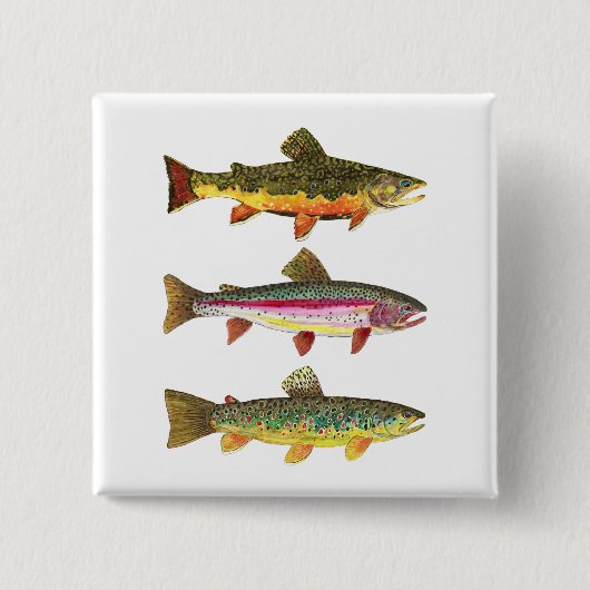 Badge Carré 5 Cm Trout fishing (Devant)