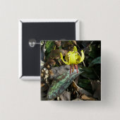 Badge Carré 5 Cm Trout Lily Fleur sauvage - Erythronium americanum (Devant & derrière)