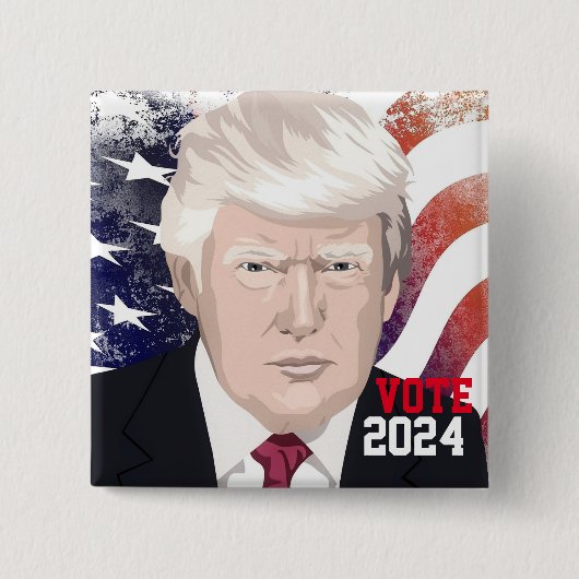 Badge Carré 5 Cm Trump 2024 (Devant)