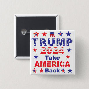 Badge Carré 5 Cm TRUMP 2024 Reprendre L'AMÉRIQUE
