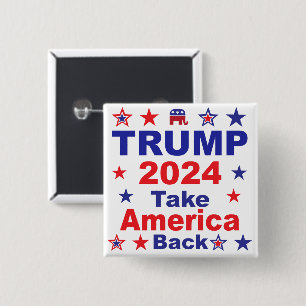 Badge Carré 5 Cm TRUMP 2024 Reprendre l'Amérique
