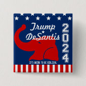 BADGE CARRÉ 5 CM TRUMP DESANTIS 2024 BIBLICAL (Devant)