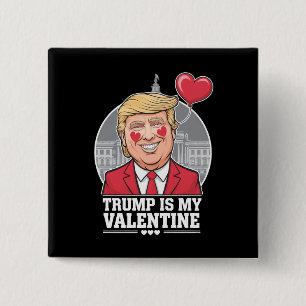 Badge Carré 5 Cm Trump est mon Valentin Rétro Saint-Valentin