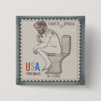 Badge Carré 5 Cm Trump et le bouton "Stinker"