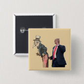 Badge Carré 5 Cm Trump salue Oncle Sam (Devant & derrière)