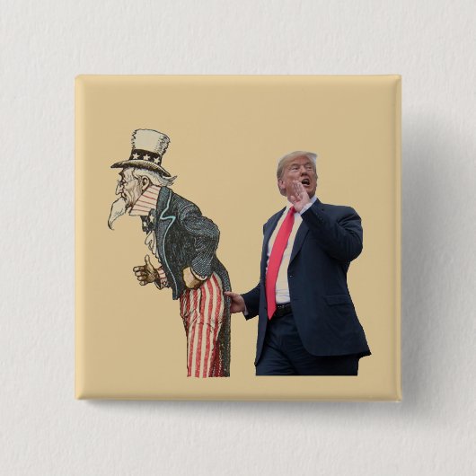 Badge Carré 5 Cm Trump salue Oncle Sam (Devant)