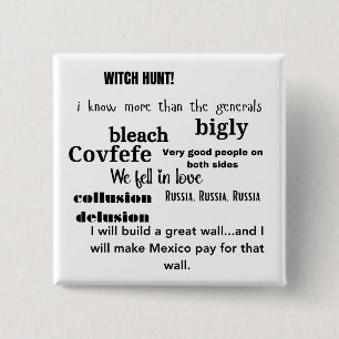 Badge Carré 5 Cm Trump Word Cloud Typographie politique