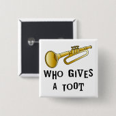 Badge Carré 5 Cm Trumpet Toot (Devant & derrière)