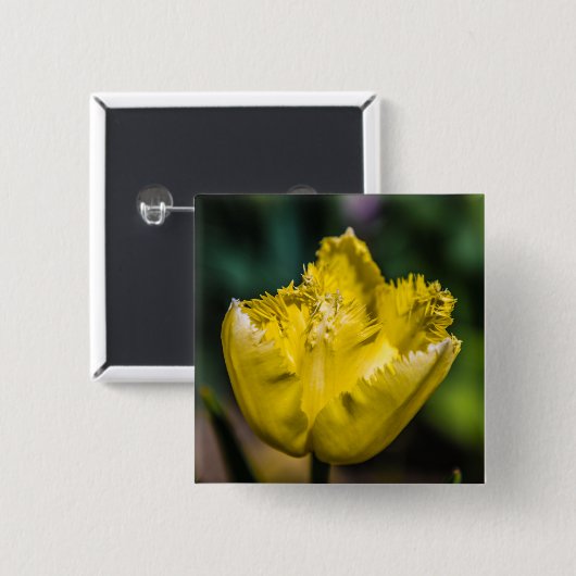 Badge Carré 5 Cm Tulipe jaune (Devant & derrière)