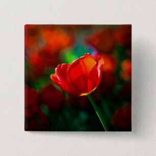 Badge Carré 5 Cm Tulipe rouge - Mystère de floraison