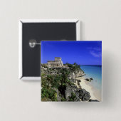 Badge Carré 5 Cm Tulum, Mexique (Devant & derrière)