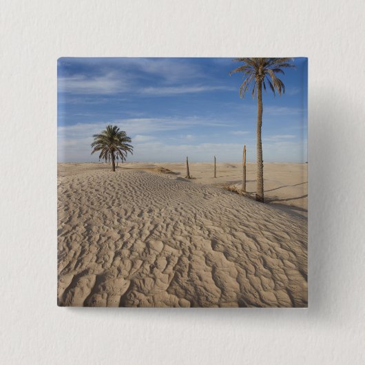 Badge Carré 5 Cm Tunisie, désert du Sahara, Douz, Grande Dune, aube (Devant)