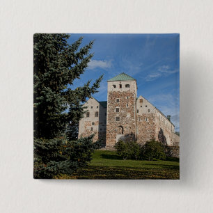 Badge Carré 5 Cm Turku, Finlande, ancien château de Turun Linna, un