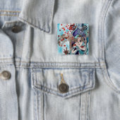 BADGE CARRÉ 5 CM TURQUE FAIRY TAIL (En situation)