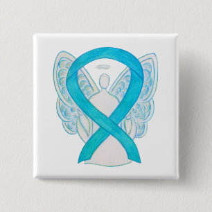 Badge Carré 5 Cm Turquoise Blue Angel Sensibilisation Épingle à rub