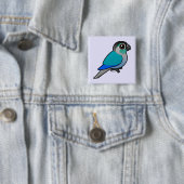 Badge Carré 5 Cm Turquoise Conure Vert-cheeked (En situation)