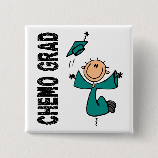Badge Carré 5 Cm Turquoise DIPLÔMÉ 1 (Cancer ovarien) de CHIMIO (Devant)