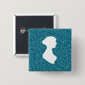 Badge Carré 5 Cm Turquoise Jane Austen Pride Préjugés Netherfield (Devant & derrière)