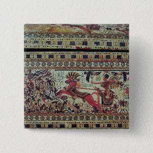Badge Carré 5 Cm Tutankhamun sur ses Africains de attaque de char
