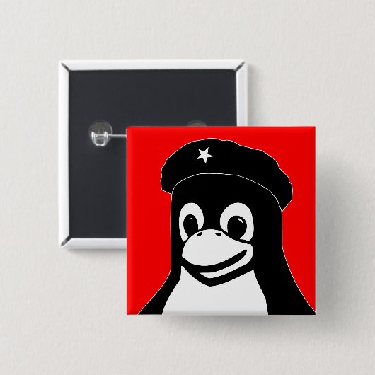 Badge Carré 5 Cm Tux Guevara - customisé (Devant & derrière)