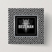 Badge Carré 5 Cm Tuxedo groomsman, meilleur homme noir et blanc tux (Devant)