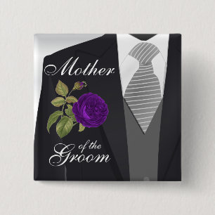 Badge Carré 5 Cm Tuxedo Suite Team Groom - Rose violet