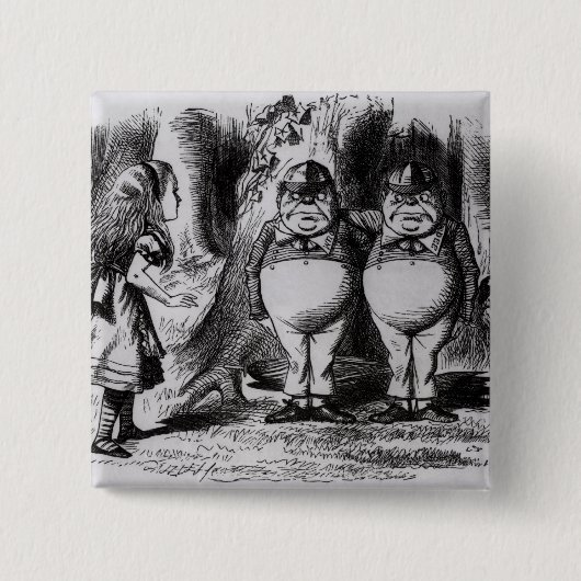 Badge Carré 5 Cm Tweedledum et Tweedledee (Devant)