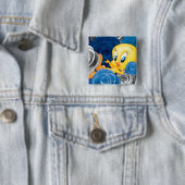 Badge Carré 5 Cm Tweety With Roses (En situation)