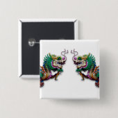 Badge Carré 5 Cm Twin Dragons (Devant & derrière)