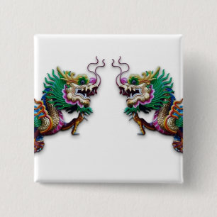 Badge Carré 5 Cm Twin Dragons