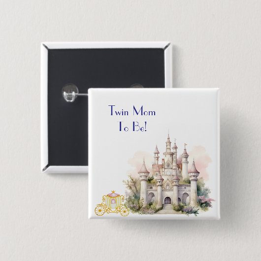 Badge Carré 5 Cm Twin Maman sera un château (Devant & derrière)