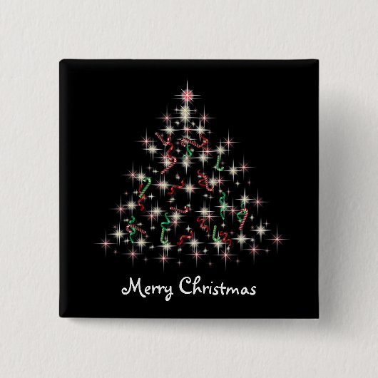 Badge Carré 5 Cm TwinkleTree Candycane et ruban (Devant)