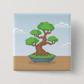 Badge Carré 5 Cm Twisted Japanese Bonsai Tree on Table (Devant)
