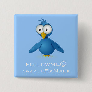 Badge Carré 5 Cm Twitter Suivez-moi @ Votre Nom D'Utilisateur