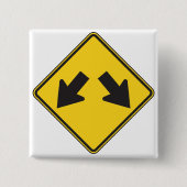 Badge Carré 5 Cm Two Downward Arrows Warning Road Sign (Devant)