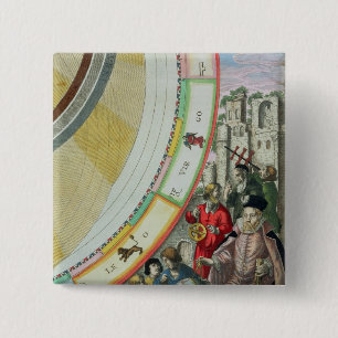 Badge Carré 5 Cm Tycho Brahe, détail d'une carte montrant le sien