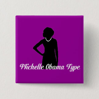Badge Carré 5 Cm Type bouton, pourpre de Michelle Obama d'améthyste