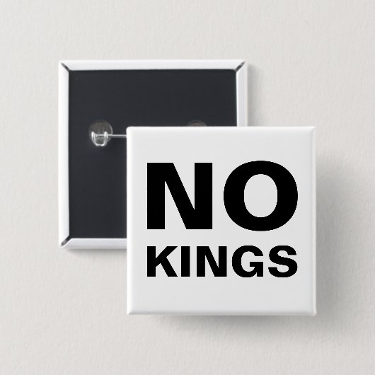 Badge Carré 5 Cm typo protestation No Kings audacieuse (Devant & derrière)
