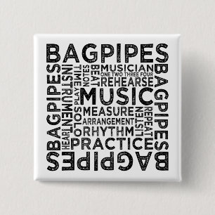 Badge Carré 5 Cm Typographie de cornemuses