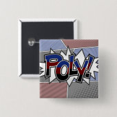 Badge Carré 5 Cm Typographie de la Fierté Poly à demi-teinte avec d (Devant & derrière)