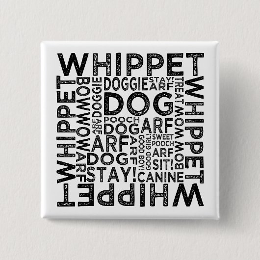 Badge Carré 5 Cm Typographie Whippet (Devant)
